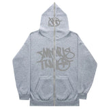 Zipper Hoodies Minus Two Pattern Printing Solid Color Oversized Clothing 2023 New Punk Harajuku Leisure Best Selling