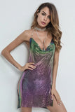 Metal body chain slip Summer Dress Women Bling diamond Beach bodycon dress Sequin Night club Party ladies dresses