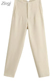 Women's Pants Beige Pencil High Waist Pants For Women Office Casual Elegant Woman Trousers Fashion Streetwear Summer