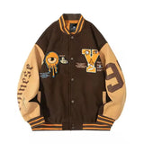 Embroidery Eyeball Woman Jacket Loose Baseball Uniform Purifying Coat HighStreet men Tops Flocking Winter