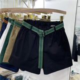 Shorts A-LINE Cotton Loose Elastic Waist Women's Summer Shorts Solid Wide-leg White Five-point Pants High Waisted