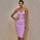 Bandage Dress Lilac Bodycon Dress Evening Party Elegant Sexy Strapless Birthday Club Outfit 2022 Summer New