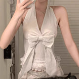 Spring And Summer New Temperament Thin Design Small Fish Bone Bundle Hanging Neck V-Neck Dress Fish Bone