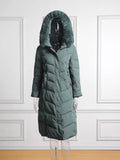 Women Long Warm Down Jacket Winter 2022 Trendy Fashion Solid Zipper Casual Soft Feather Hooded Coat Parkas