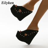2023 New Summer Women Peep Toe Platform Wedges Slippers Sandals Fashion Ultra High Heels Female Shoes Pumps Size