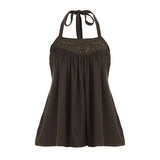 Sexy Lace Splicing Hanging Neck Bare Back A Sling Sling Vest Hottie Temperament Thin Knitting