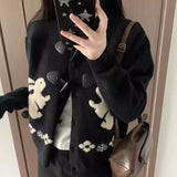 2025 New Retro Buckle Design High-Necked Ladies Knitted Cardigan Pure Color Ocean Sweater