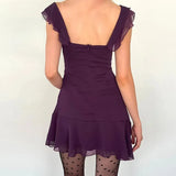 Chiffon Tie-Up Strap Mini Dress- Outfit