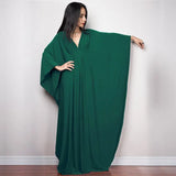 Multicolor V-neck Batwing Sleeve Plus Size Loose Maxi Dress For Women Summer Beach Wear Kaftan Long Bathing Dresses