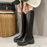 boots women's 2022new autumn and winter boots round toe small fragrance thick heels thin women's boots but knee boots