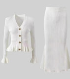 2025 New Small Fragrant Wind Lotus Leaf Side V-Necked Ass Small Fishtail Dress