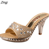 Women Platform High Heels Slippers Bowknot Design Glitter Bling Wedges Sandals Sexy Peep Toe Women Nightclub Party Wedding