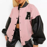 and American English alphabet high quality towel embroidered jackets coats women's street retro baseball uniform