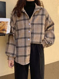 Checkered Print Button Blouse- Outfit