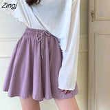 Women Shorts Wide Leg Chic Draped Comfort Summer Loose Leisure Korean Style Bottom Drawstring Pockets New Simple High