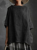 Summer Cotton Linen Solid Color Loose