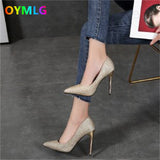 heels female 2021 autumn new sexy sequined rhinestone gold silver wedding shoes stiletto pointed