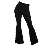 Popcorn Cloth Two Piece Set Women Sexy Cross Halter Backless Vest Crop Top Slim High Waist Flare Pants Fashion