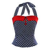 Sexy Women Halter Shirts Retro Vintage Floral Printed Sleeveless Retro Vintage Blouse 50s Gothic Hip Hop Casual