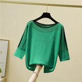 Fashion Women Tops Knitted Solid Blouse Ice Silk Pullover Short Sleeve Loose Thin Tops Women's Clothing New Clothes