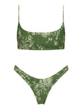 Floral Print Smocked Bikini Set-Outfit
