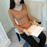 Autumn Long Sleeve Sweater Women Winter Spring Pullover Solid Black White Knitted Sweater Top Wave Cut V-neck Basic