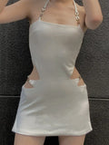 Elegant Halter Sexy Cut Out Summer Skinny Mini Dress for Women Club Party Backless Straps Short Dresses