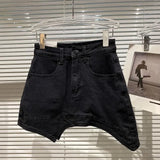 2022 Summer New Arrival Black Irregular A Line Short Mini Slim Bodycon Denim Skirt