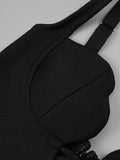 Black Irregular Deep V Neck Mini Bandage Dress- Outfit