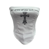 Girl Cross Letter Print Chest Vest Short-Term Umbilical Repair Body Elastic Sleeveless Top