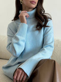 Selling Solid Women's Knitting Knitting Jacket High-Collar Sweater Loose