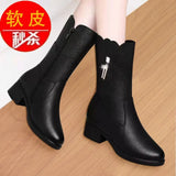 Women's Boots 2022 Winter New Style Cotton Warm Non-slip Women Boots Pu Leather Winter Boots Women's Shoes Winter Large Size