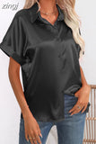 Women Shirt Short Sleeve Women Blouse Satin Loose Women Tops 2023 New Fashion Women Clothing OL Oversized White Shirt