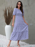 Summer Maxi Polka Dot Dress Women Long Elegant Party Dress Ladies A Line Vintage Dots Dress For