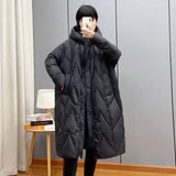 Winter Women 90% White Duck Down Long Jacket Hooded Casual Loose Warm Outwear Female Thick OverSize Puffer