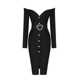Elegant Bandages Dress Women Off Shoulder Sexy Club Celebrity Party 2021 Autumn Winter New