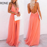 Women Summer Dress Crisscross Backless Mesh Patch Party Dress Maxi