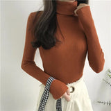 Autumn Winter Thick Sweater Women Knitted Ribbed Pullover Sweater Long Sleeve Turtleneck Slim Jumper Soft Warm Pull