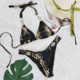 Zingj New Snake Perms Gold Bikini Crystal Diamond Metal Accessories Split Girls Holiday
