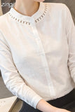 Linen Women Shirt New In Blouse Women Hollow Out O-neck Long Sleeve Casual Shirts and Blouses 2023 Fashion Women