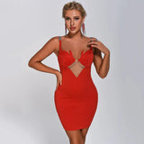 Spaghetti Strap Fashion Dress Sexy Mesh Women Bodycon Clothes Club Party 2022 New