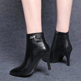 toe stiletto boots women's small heels medium heels high heels new autumn winter single boots fashion women's short