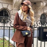 Fashion Long Sleeve Notched Collar Single Breasted Spring Brown Blazer Women 2022 Casual Office Ladies Outerwear