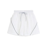 Two Piece Set Women Summer Zip Up Drawstring Hoodie Loose Shorts Pants Simple Casual Sporty Tracksuit Sunscreen