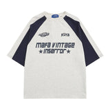 Raglan Short Sleeve Patchwork T-shirtOutfit