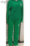 Pieces Women's Sets 2023 Autumn Winter Letter Print Pullover Suit Tops And Pants Suits Two Piece Set Tracksuit