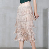 Women Bandage Skirts New Tassel Sexy Elegant Party Evening Long Skirts Fashion Woman 2021 Black