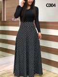 Winter 5XL Floral Print Patchwork Casual Fashion Maxi Dress Lady Long Sleeve Elegant All-match Robe Vestido Women