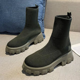 2022 spring New Couple Socks Shoes Women Thick-soled Casual Large Size Net Red Knitted Short Boots Women platform