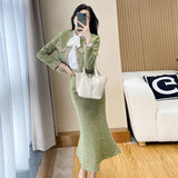 Women's Autumn Suit Dress Set New Socialite Temperament Light Mature Style Casual Lady Coat Fishtail Skirt Two-piece